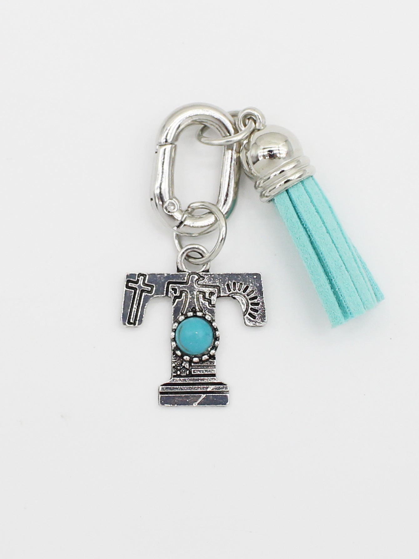 Wholesale ethnic style turquoise 26 letter tassel pendant